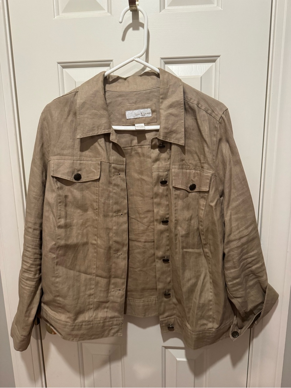 Lucy & Laurel Tan Linen Jean Jacket